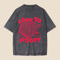 Kids Charcoal Snow Washed Love To Fidget T-Shirt