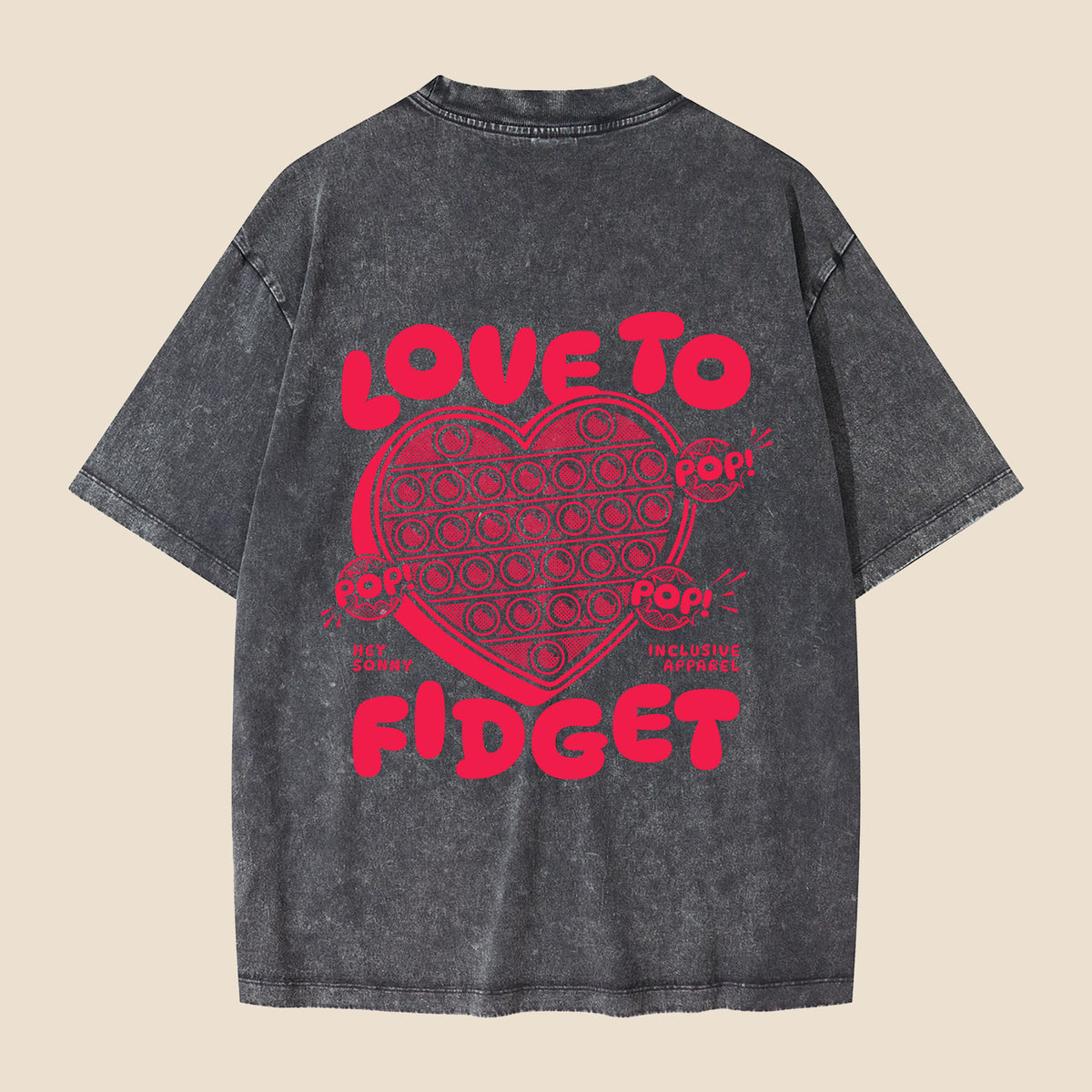 Kids Charcoal Snow Washed Love To Fidget T-Shirt
