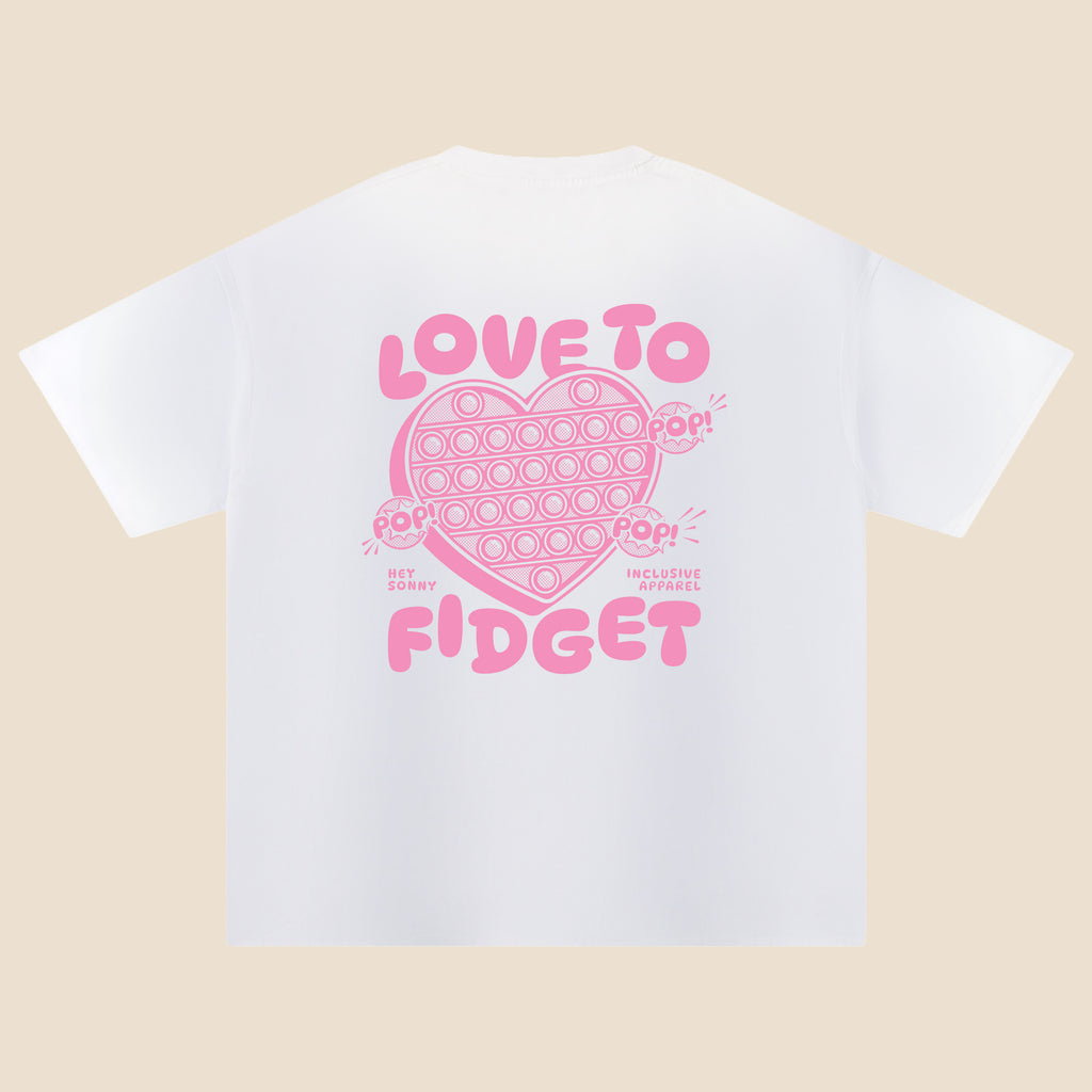 Adults Pink Heart Love To Fidget T-Shirt