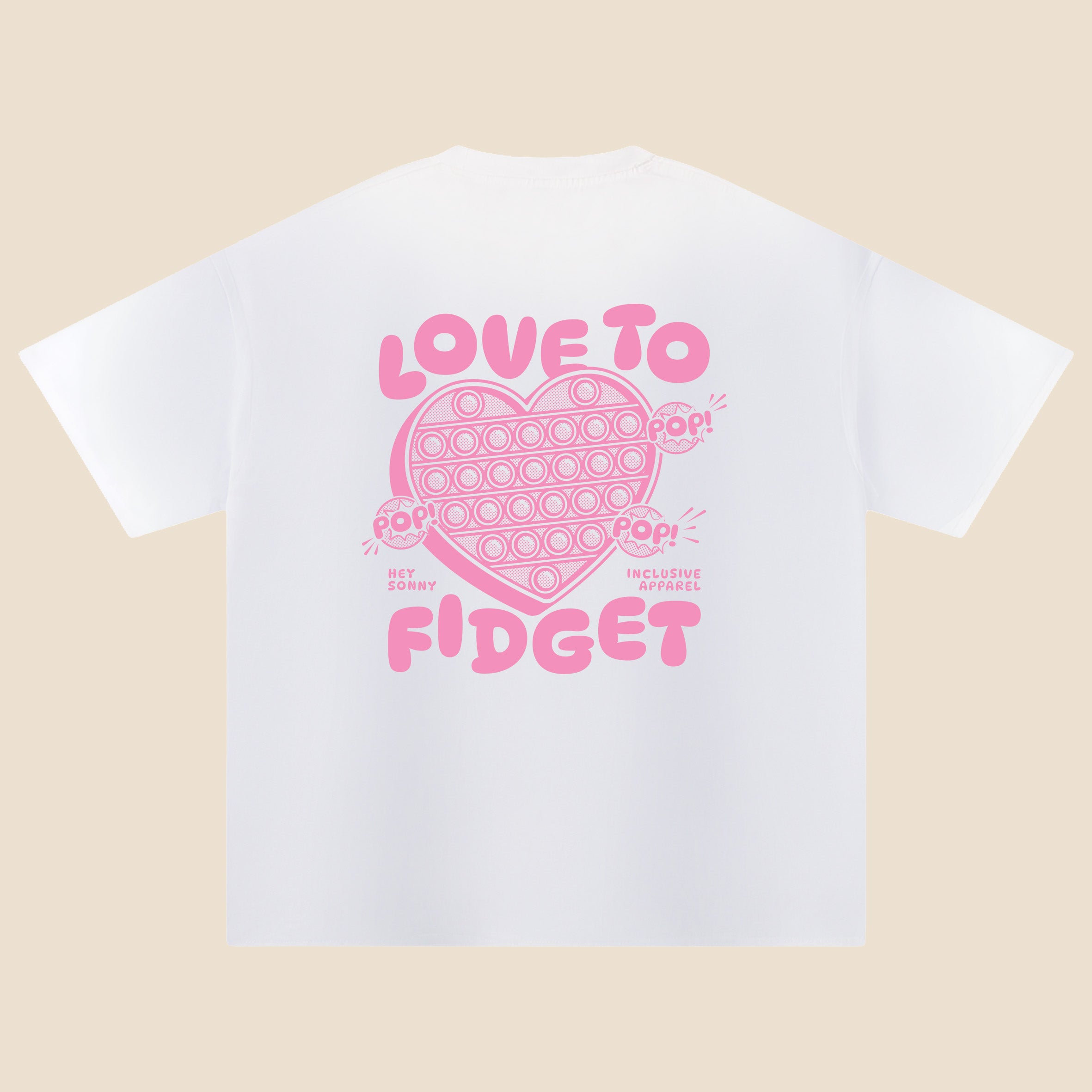 Adults Pink Heart Love To Fidget T-Shirt