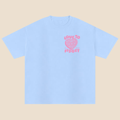 Adults Pink Heart Love To Fidget T-Shirt