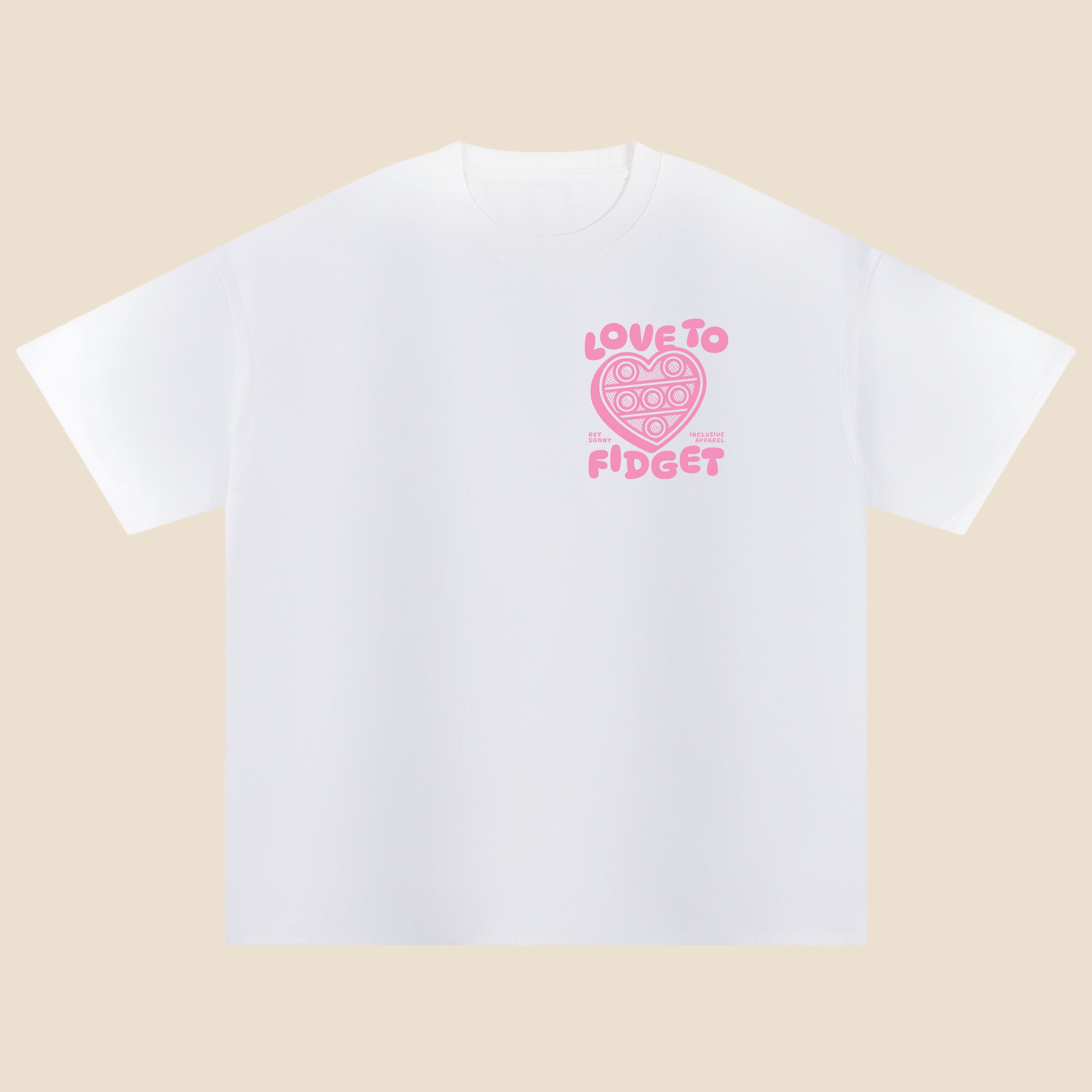 Adults Pink Heart Love To Fidget T-Shirt