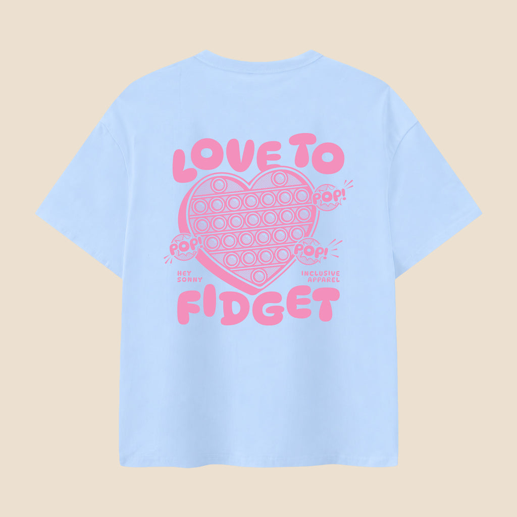 Kids Pink Heart Love To Fidget T-Shirt