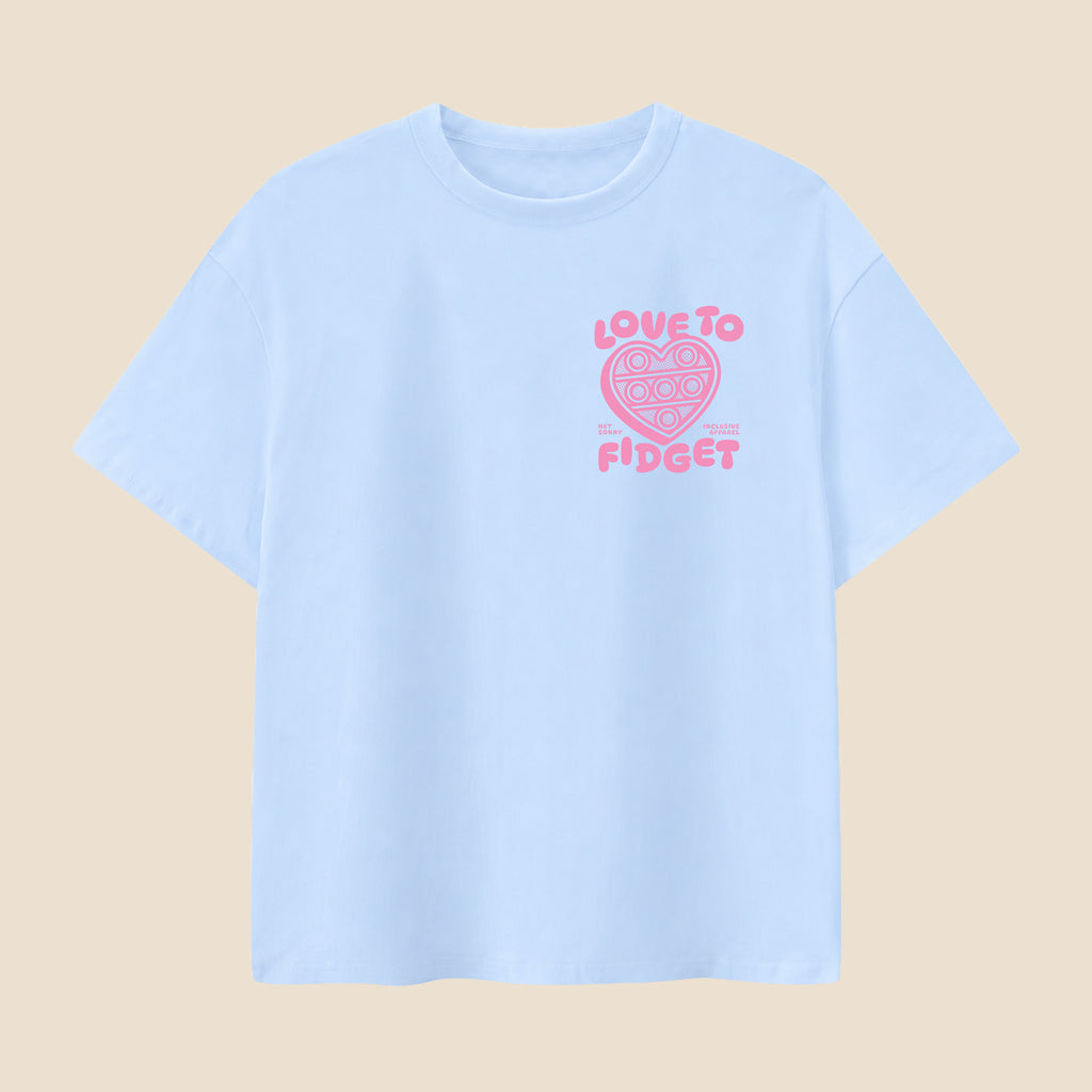Kids Pink Heart Love To Fidget T-Shirt