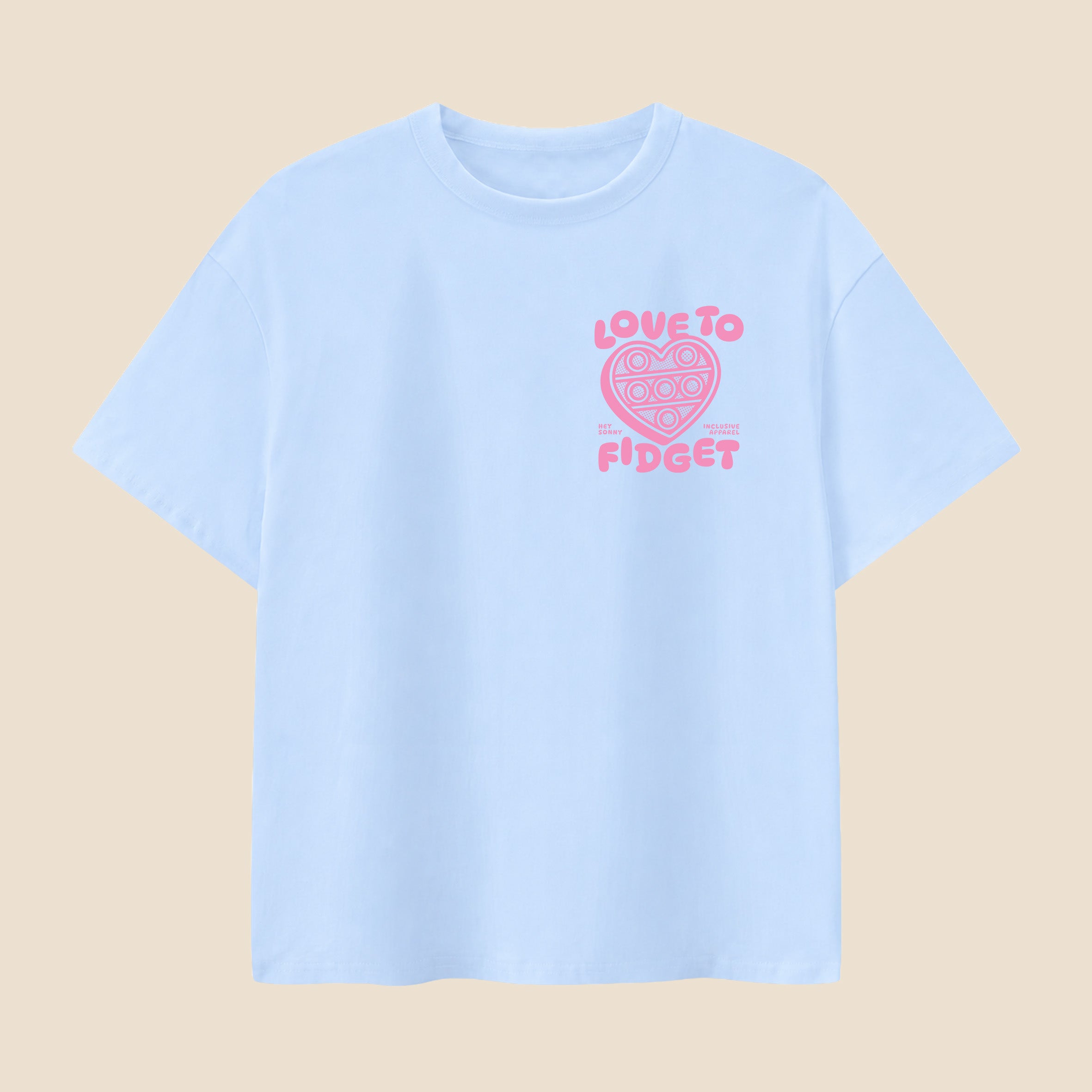 Kids Pink Heart Love To Fidget T-Shirt