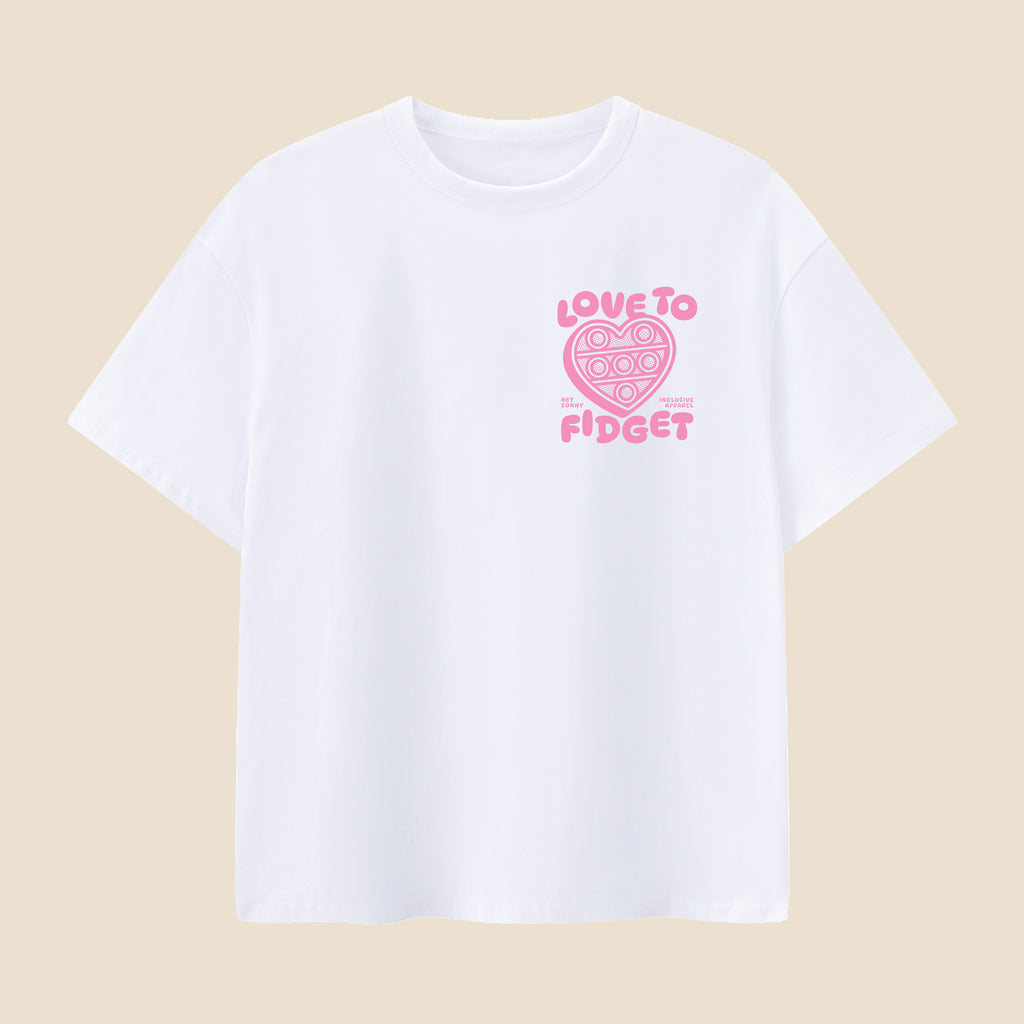 Kids Pink Heart Love To Fidget T-Shirt