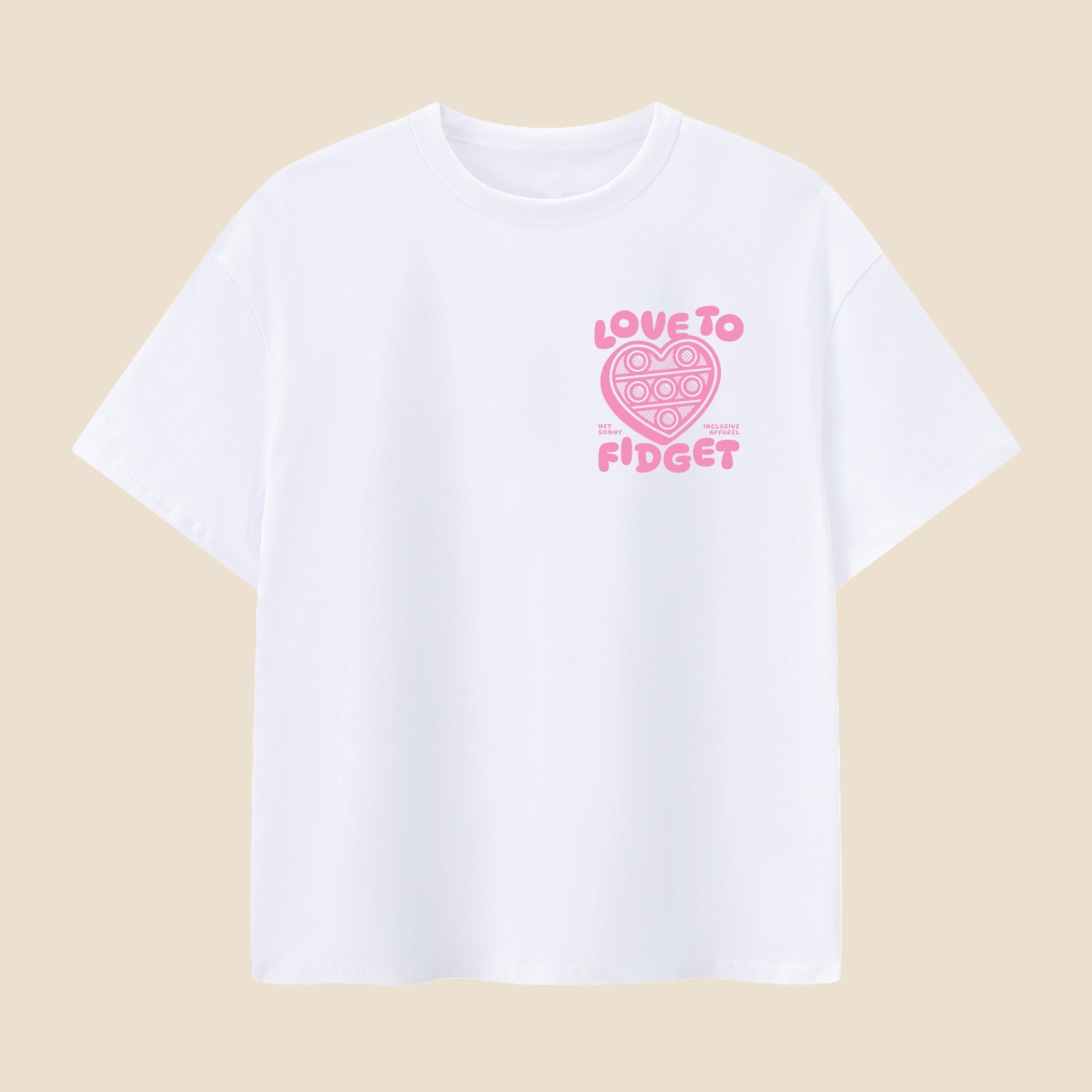 Kids Pink Heart Love To Fidget T-Shirt