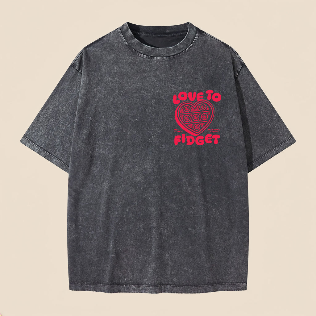 PRE-ORDER: Kids Snow Washed Love To Fidget T-Shirt