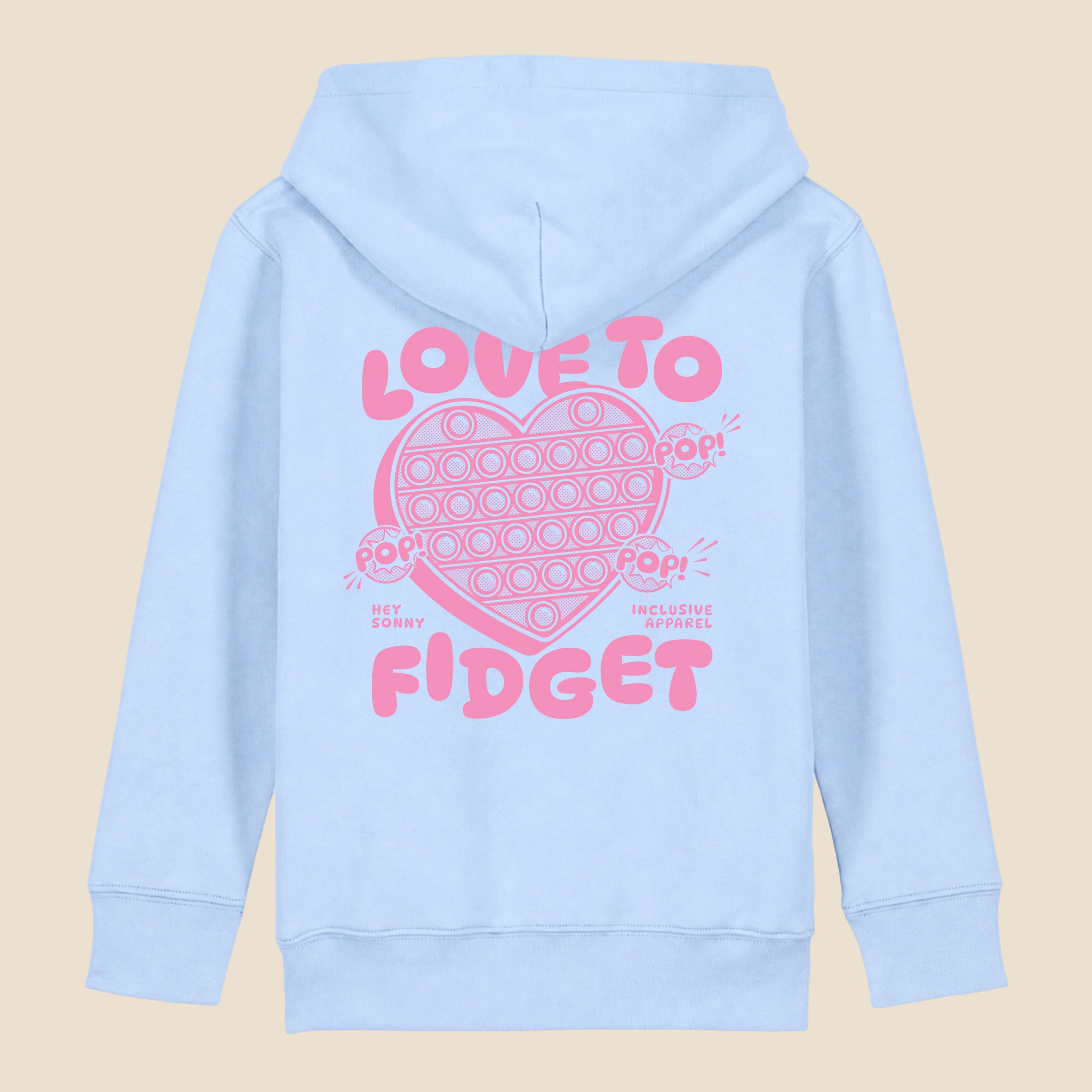 Kids Pink Heart Love To Fidget Hoodie