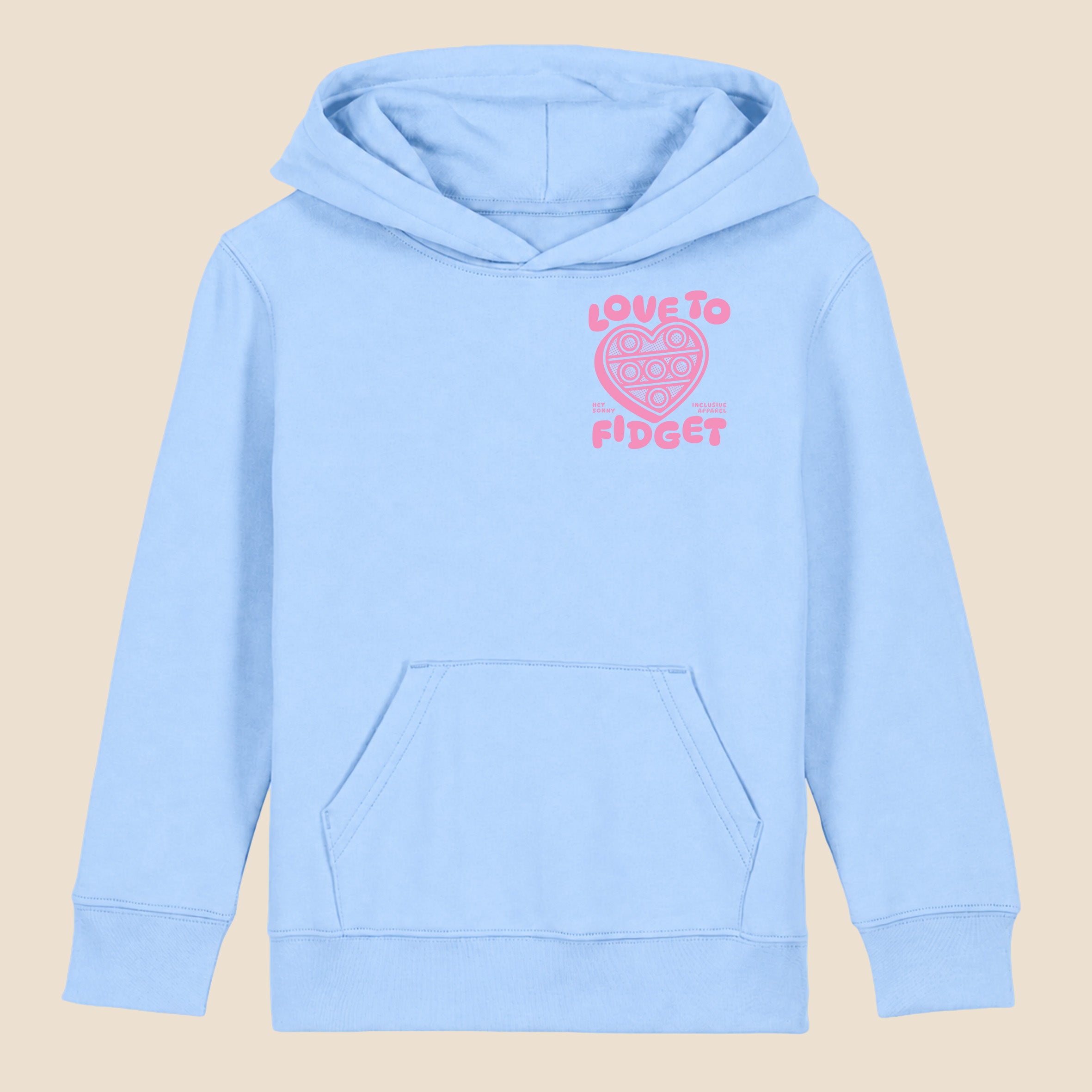 Kids Pink Heart Love To Fidget Hoodie