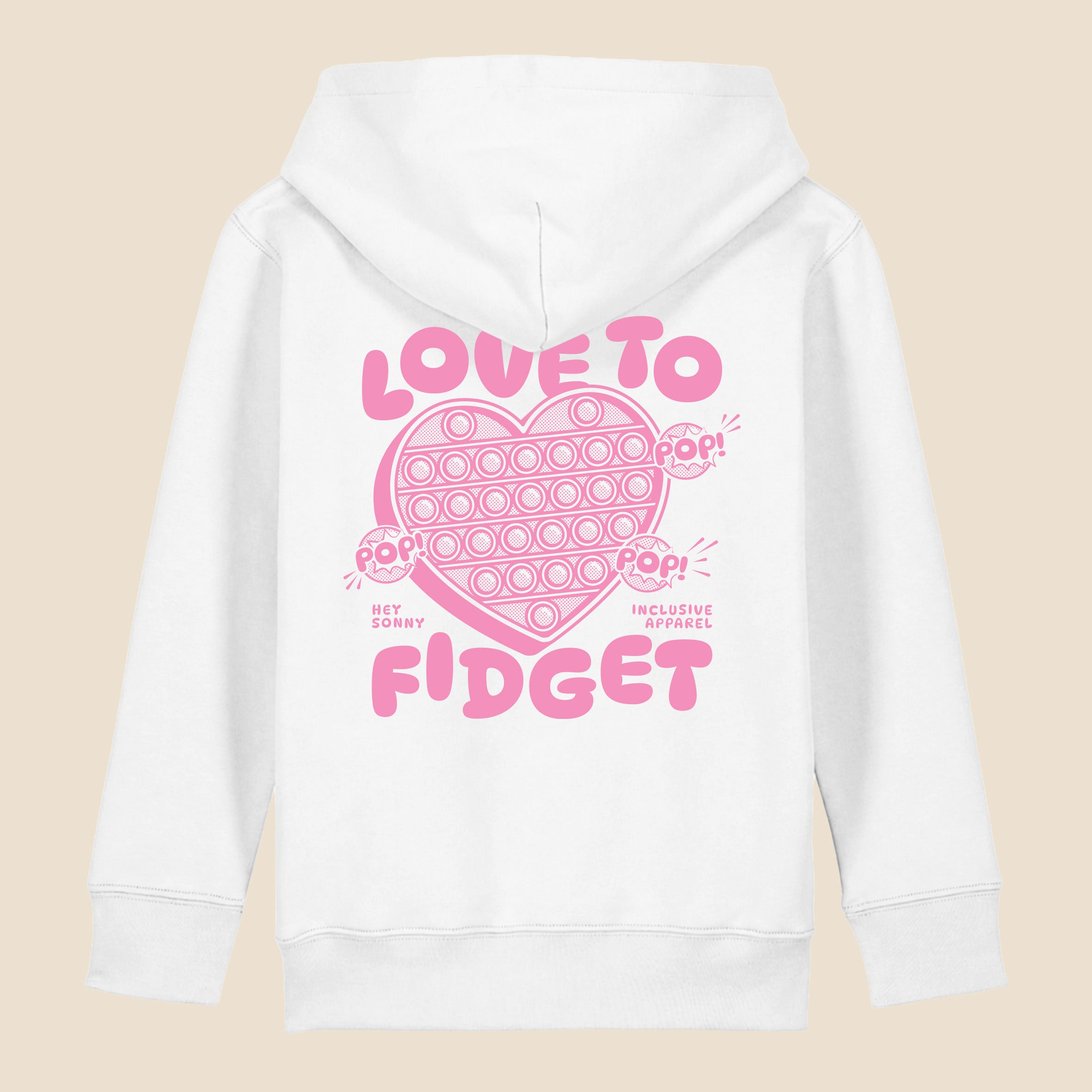 Kids Pink Heart Love To Fidget Hoodie