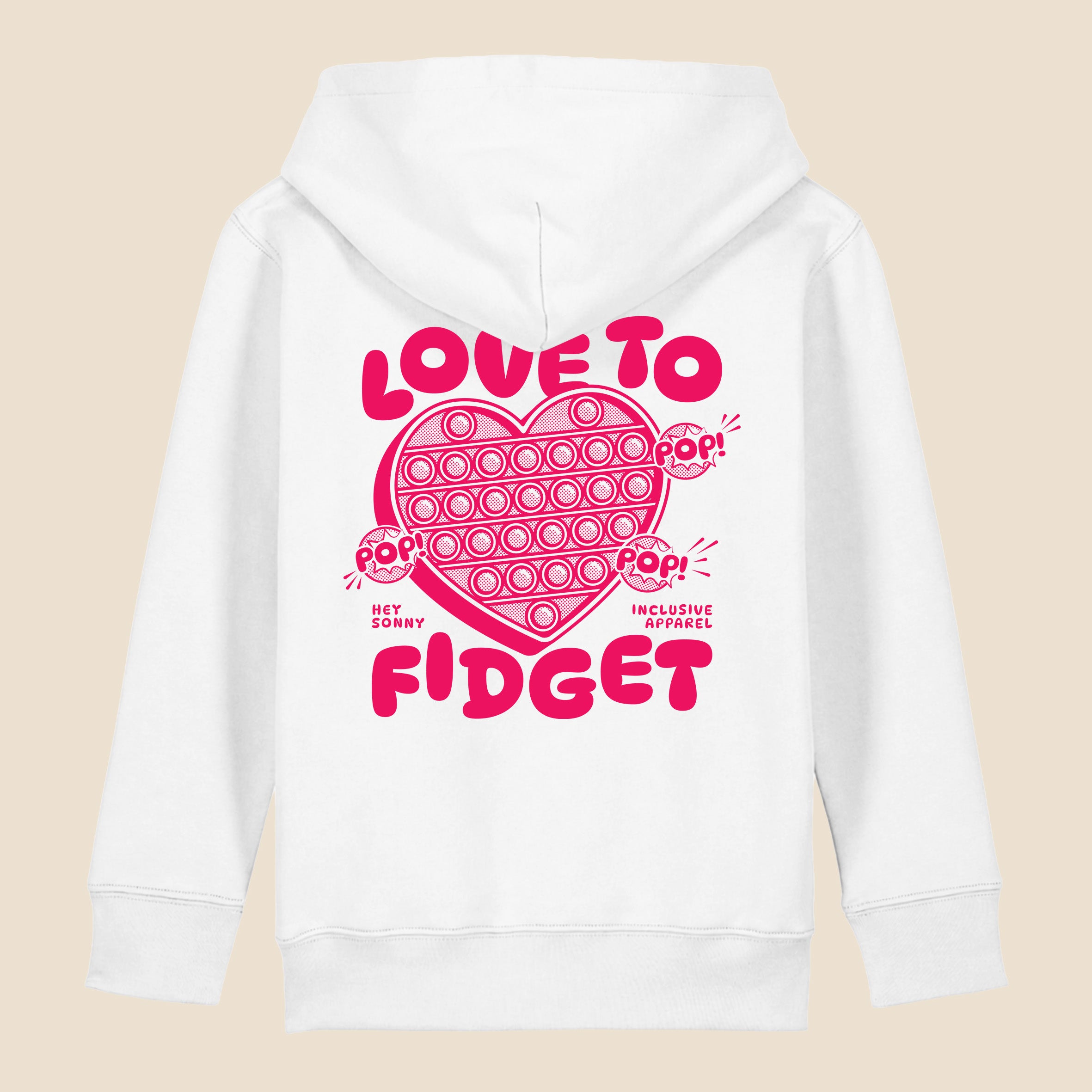 Kids Pink Heart Love To Fidget Hoodie
