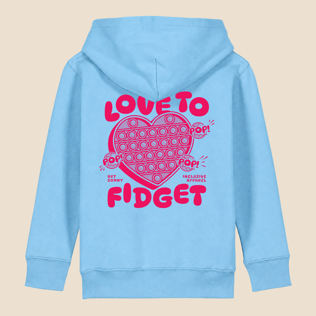 Kids Pink Heart Love To Fidget Hoodie