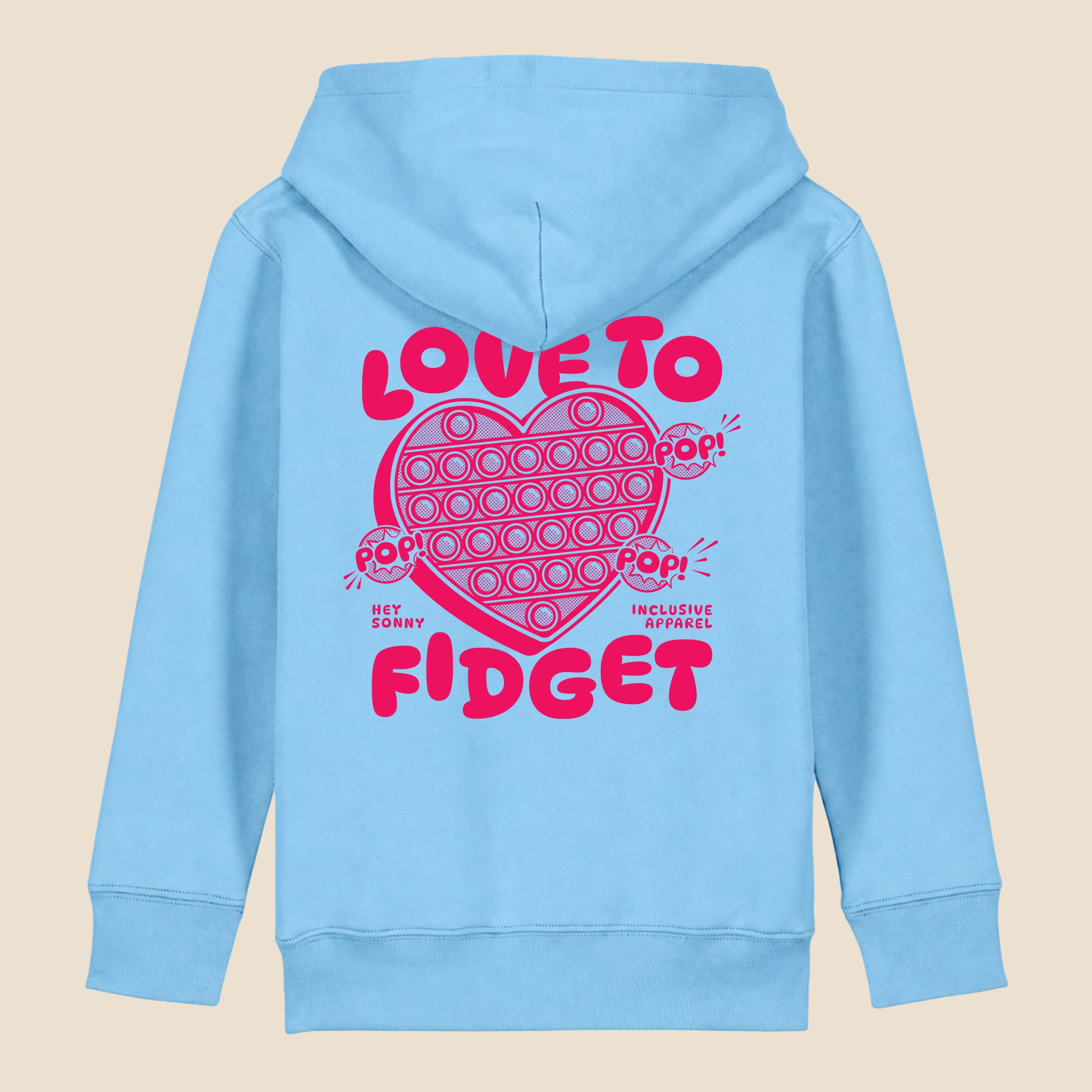 Kids Pink Heart Love To Fidget Hoodie