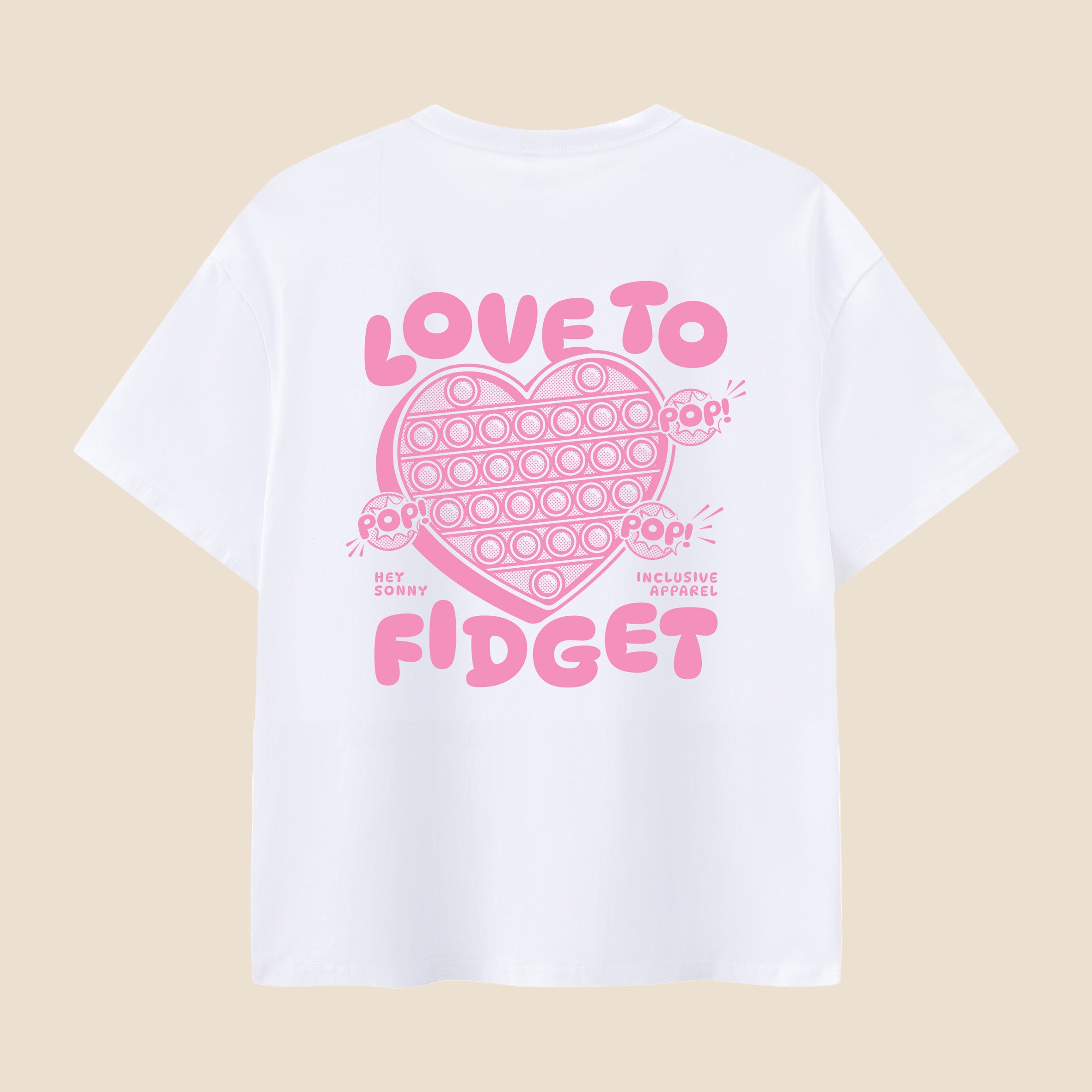 Kids Pink Heart Love To Fidget T-Shirt
