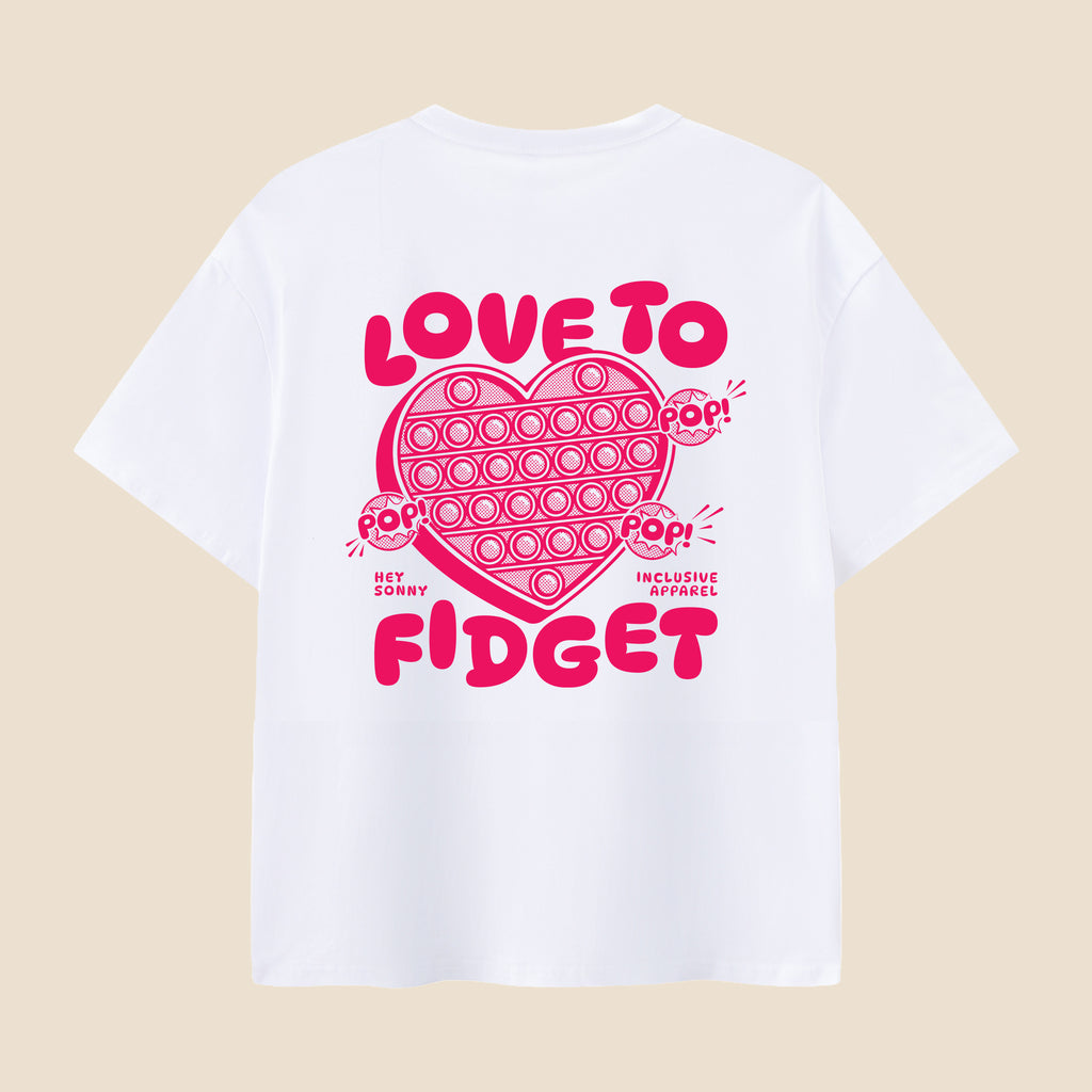 Kids Red Heart Love To Fidget T-Shirt
