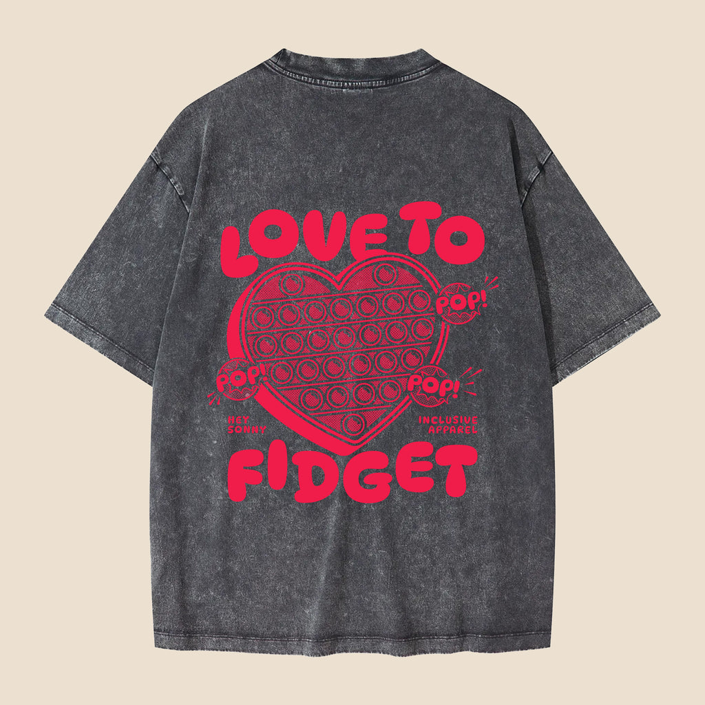 PRE-ORDER: Kids Snow Washed Love To Fidget T-Shirt