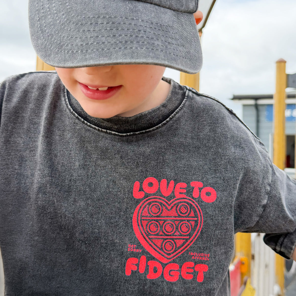 PRE-ORDER: Kids Snow Washed Love To Fidget T-Shirt