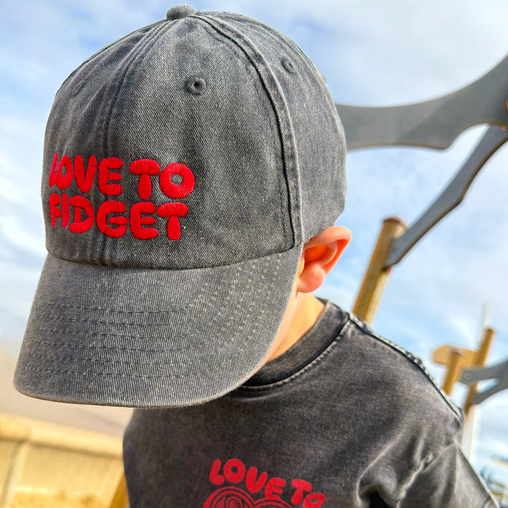 PRE-ORDER: Kids Washed Black Love To Fidget Cap