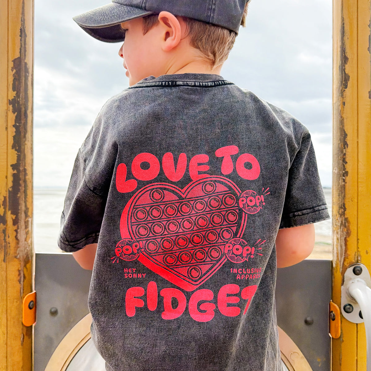 PRE-ORDER: Kids Snow Washed Love To Fidget T-Shirt