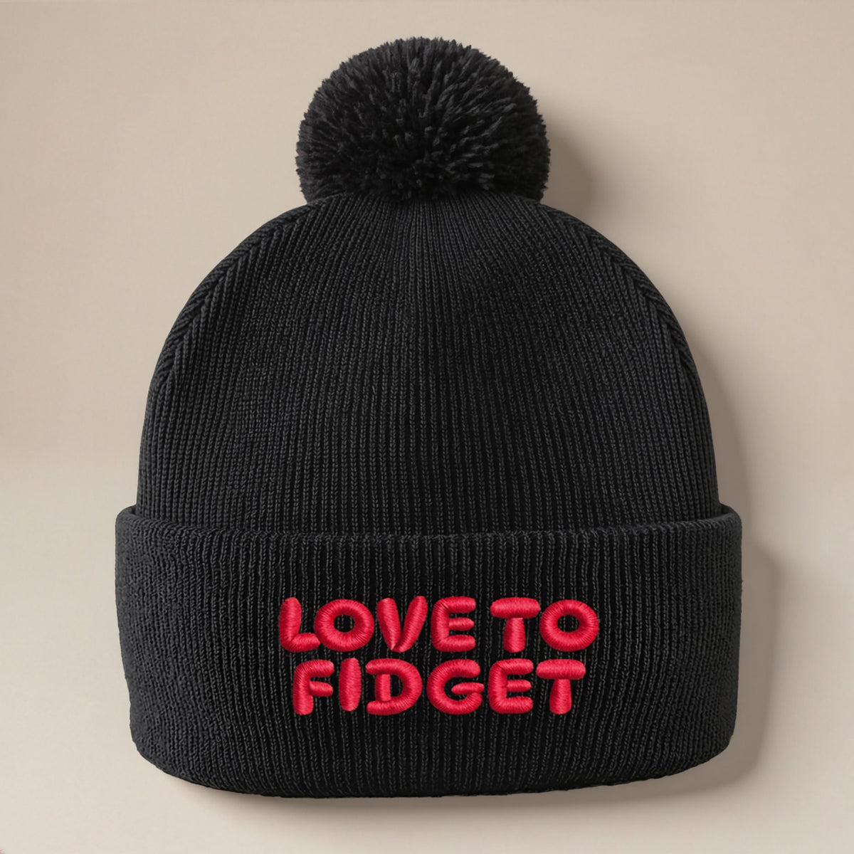 PRE-ORDER: Kids Black Love To Fidget Bobble Hat